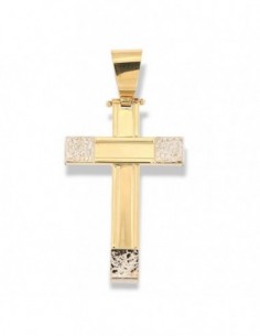 Ciondolo Oro Giallo Croce Bordi Oro Bianco [c9c6e686]