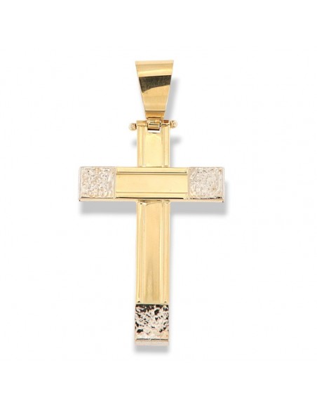 Ciondolo Oro Giallo Croce Bordi Oro Bianco [c9c6e686]