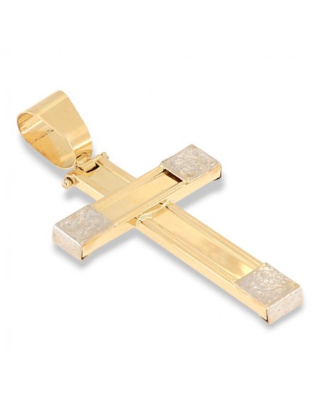 Ciondolo Oro Giallo Croce Bordi Oro Bianco [491615b4]