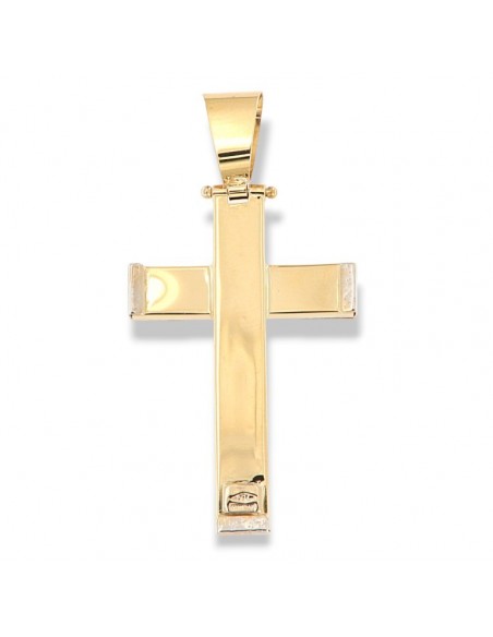Ciondolo Oro Giallo Croce Bordi Oro Bianco [4c4652aa]