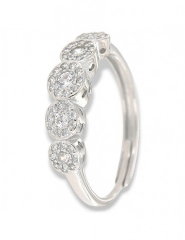 Anello Argento Rodiato Riviera Magic 5 Pietre Bianche [f98d47cc]