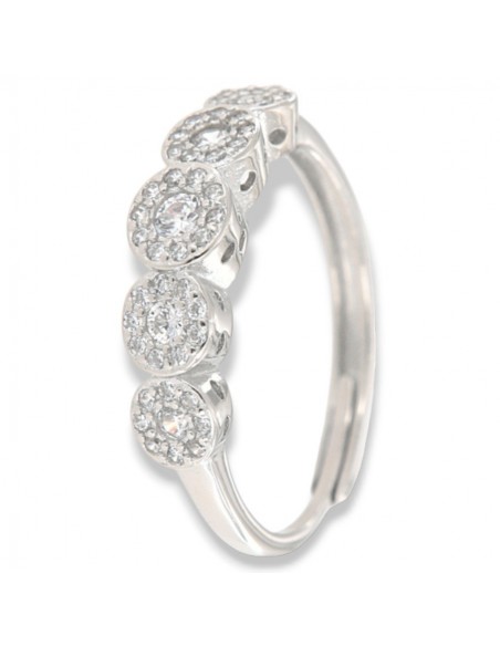 Anello Argento Rodiato Riviera Magic 5 Pietre Bianche [f98d47cc]