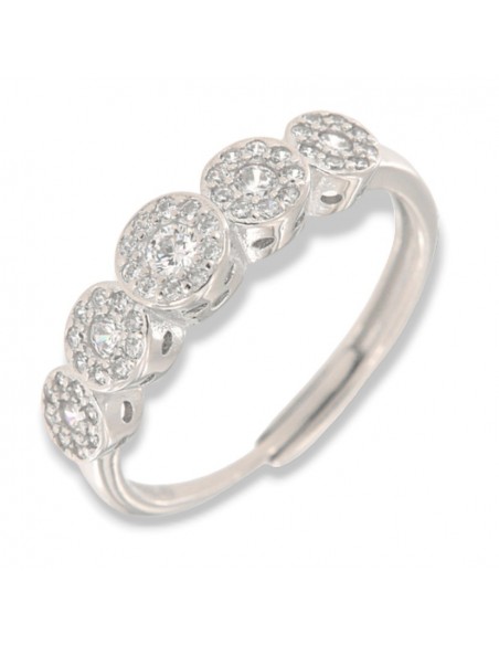 Anello Argento Rodiato Riviera Magic 5 Pietre Bianche [e1ec3761]