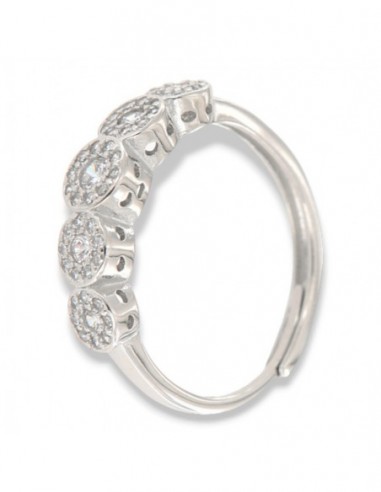 Anello Argento Rodiato Riviera Magic 5 Pietre Bianche [e4bc707f]