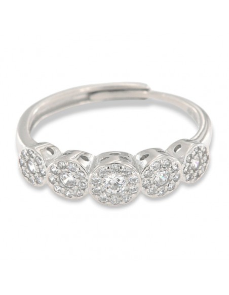 Anello Argento Rodiato Riviera Magic 5 Pietre Bianche [8a87f276]