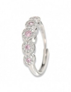 Anello Argento Rodiato Riviera Magic 5 Pietre Rosa [92e682db]