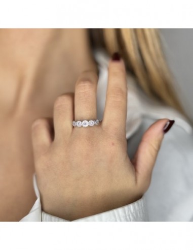 Anello Argento Rodiato Riviera Magic 5 Pietre Rosa [cdef4c63]