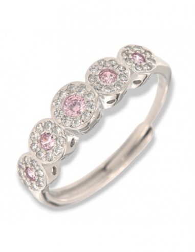 Anello Argento Rodiato Riviera Magic 5 Pietre Rosa [7af28d67]