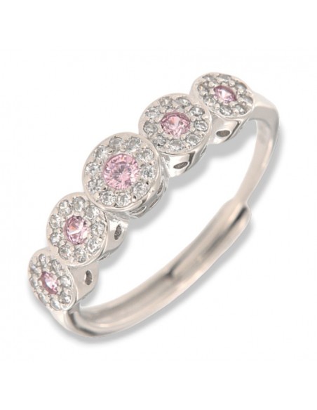 Anello Argento Rodiato Riviera Magic 5 Pietre Rosa [7af28d67]