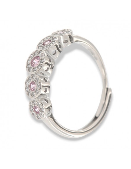 Anello Argento Rodiato Riviera Magic 5 Pietre Rosa [7fa2ca79]