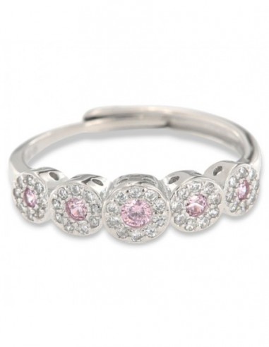 Anello Argento Rodiato Riviera Magic 5 Pietre Rosa [11994870]
