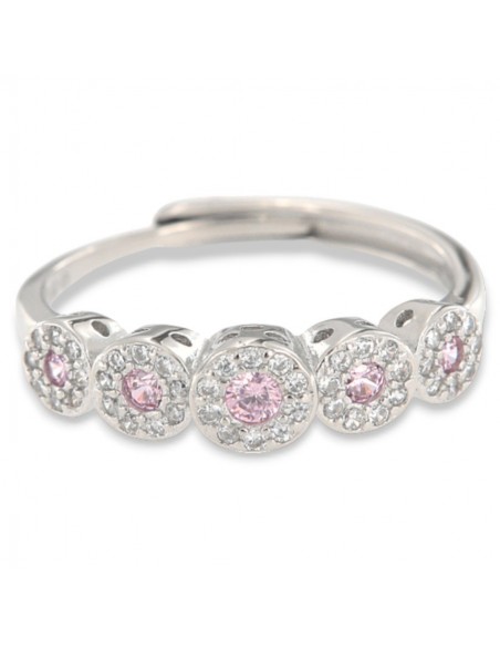 Anello Argento Rodiato Riviera Magic 5 Pietre Rosa [11994870]
