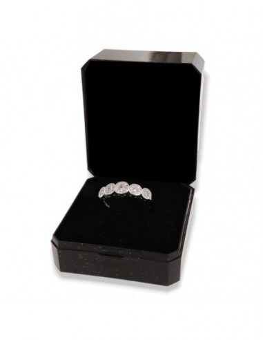 Anello Argento Rodiato Riviera Magic 5 Pietre Rosa [a6848974]