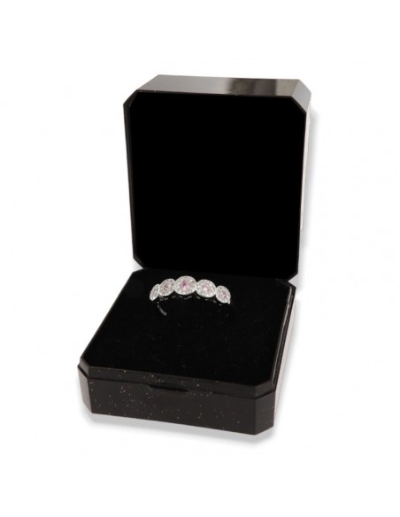 Anello Argento Rodiato Riviera Magic 5 Pietre Rosa [a6848974]