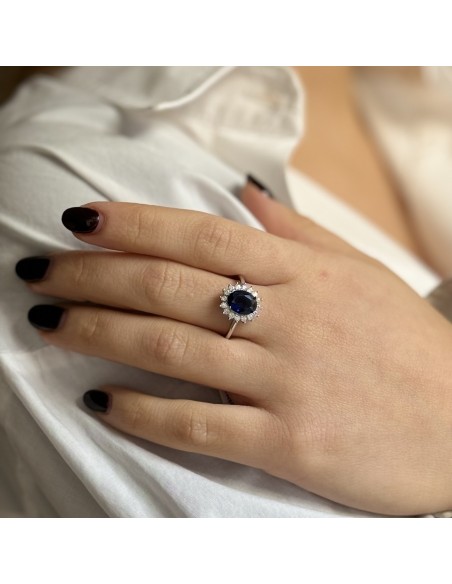Anello Argento Rodiato Principessa Blu 9x7 [13d9f717]