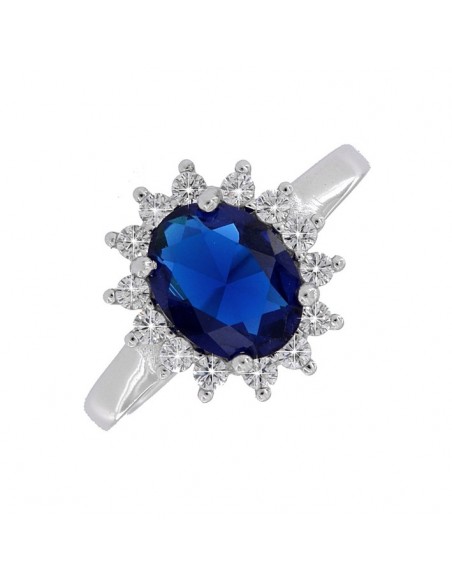 Anello Argento Rodiato Principessa Blu 9x7 [a4c43613]
