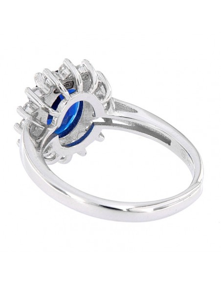 Anello Argento Rodiato Principessa Blu 9x7 [cfaff304]
