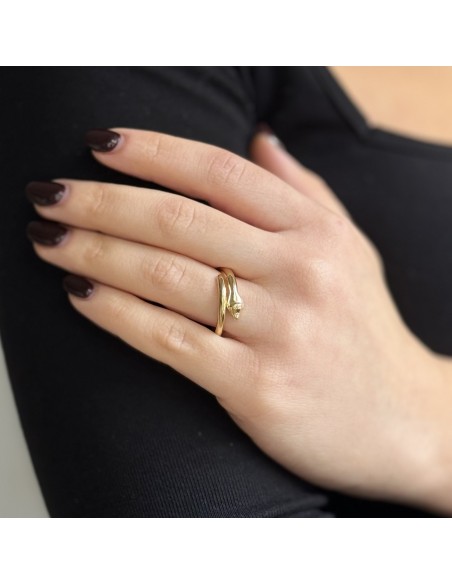 Anello Argento Dorato Serpente Liscio [0e7ef508]