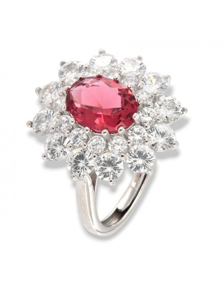 Anello Argento Rodiato Principessa Rossa 9x7MM [898a2084]
