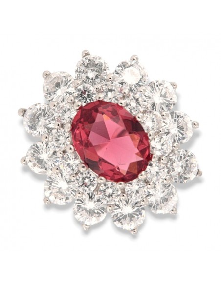 Anello Argento Rodiato Principessa Rossa 9x7MM [6d55ab1f]