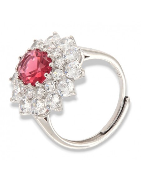 Anello Argento Rodiato Principessa Rossa 9x7MM [6805ec01]
