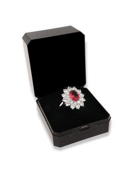 Anello Argento Rodiato Principessa Rossa 9x7MM [b123af0c]