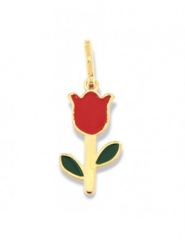 Ciondolo Argento Dorato Rosa Rossa [ecee6e15]