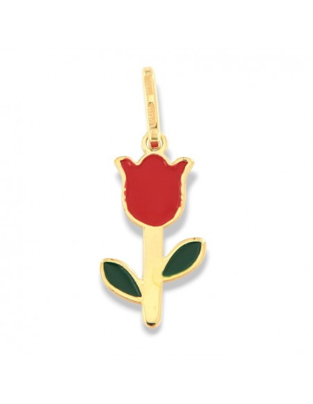 Ciondolo Argento Dorato Rosa Rossa [ecee6e15]