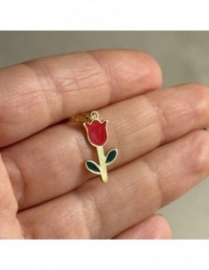 Ciondolo Argento Dorato Rosa Rossa [ecee6e15] 2