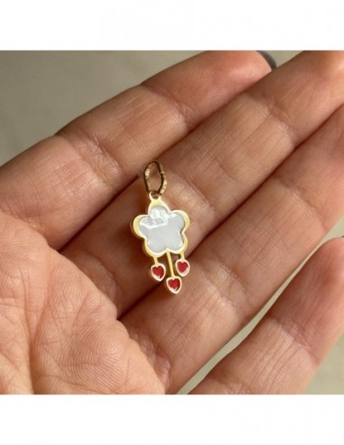 Ciondolo Argento Dorato Fiore Bianco [77b61b36]