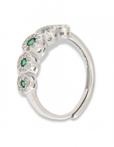 Anello Argento Rodiato Riviera Magic 5 Pietre Verdi [b9b47741]