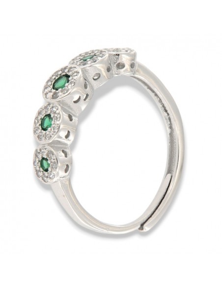 Anello Argento Rodiato Riviera Magic 5 Pietre Verdi [b9b47741]