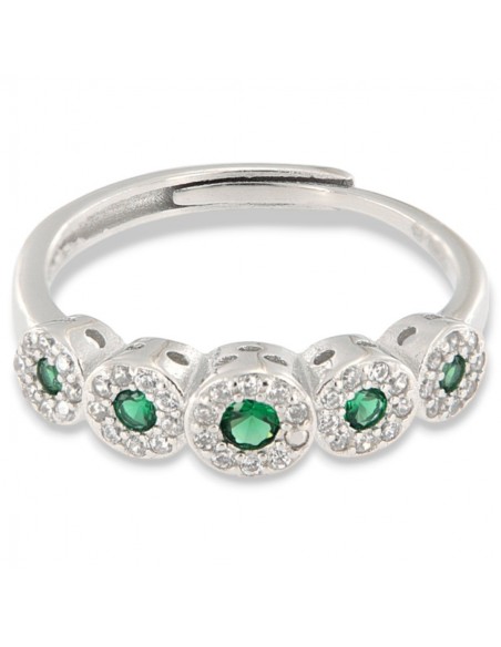 Anello Argento Rodiato Riviera Magic 5 Pietre Verdi [d78ff548]