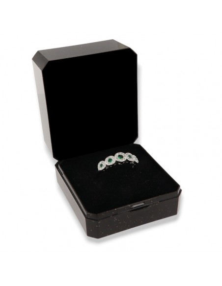Anello Argento Rodiato Riviera Magic 5 Pietre Verdi [6092344c]