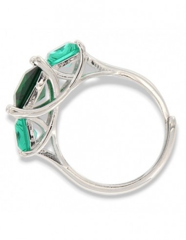 Anello Argento Rodiato Trilogy Pietre Verdi Rettangolari [4a5f2600]
