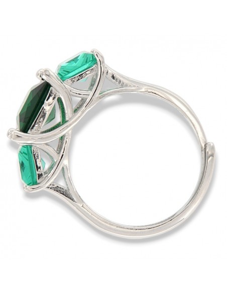 Anello Argento Rodiato Trilogy Pietre Verdi Rettangolari [4a5f2600]