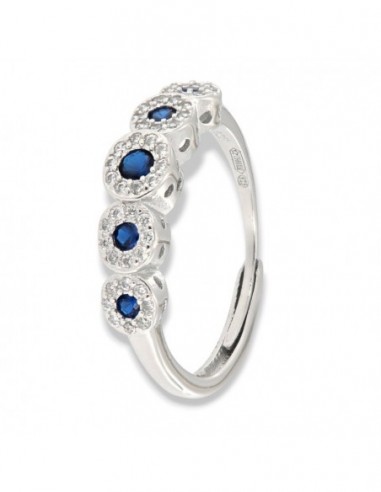 Anello Argento Rodiato Riviera Magic 5 Pietre Blu [867ae9a6]