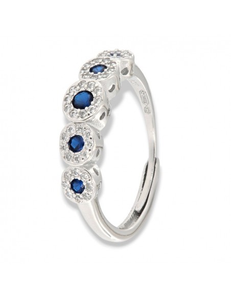 Anello Argento Rodiato Riviera Magic 5 Pietre Blu [867ae9a6]