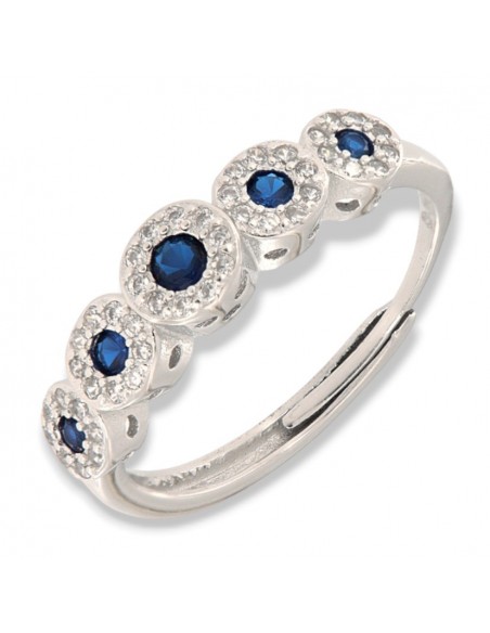 Anello Argento Rodiato Riviera Magic 5 Pietre Blu [d29db610]