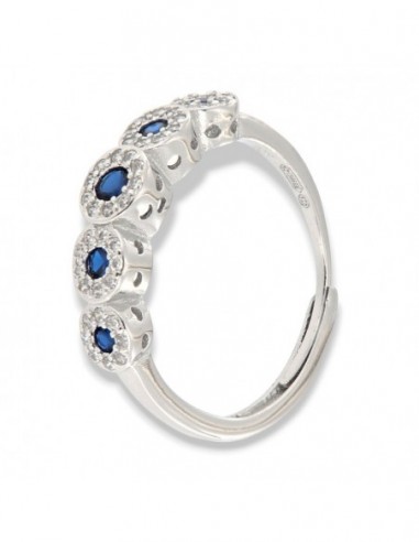 Anello Argento Rodiato Riviera Magic 5 Pietre Blu [d7cdf10e]
