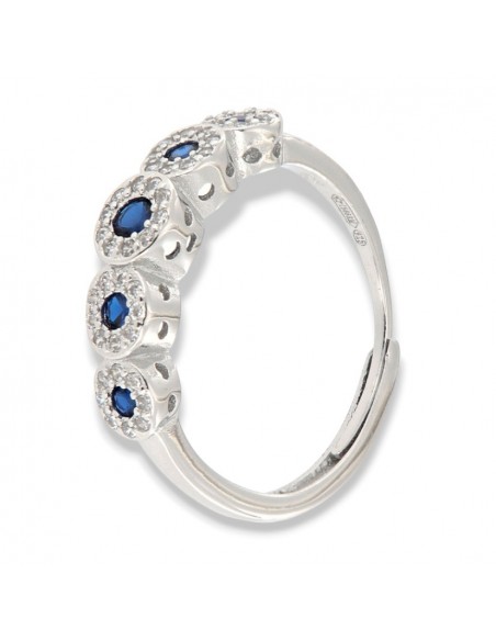 Anello Argento Rodiato Riviera Magic 5 Pietre Blu [d7cdf10e]