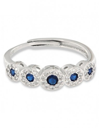 Anello Argento Rodiato Riviera Magic 5 Pietre Blu [b9f67307]