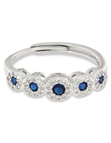 Anello Argento Rodiato Riviera Magic 5 Pietre Blu [b9f67307]
