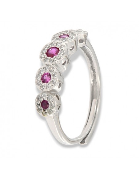 Anello Argento Rodiato Riviera Magic 5 Pietre Viola [316728a2]