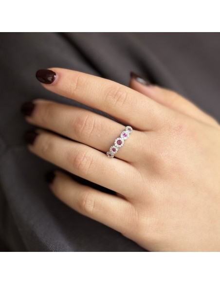 Anello Argento Rodiato Riviera Magic 5 Pietre Viola [e22caf15]