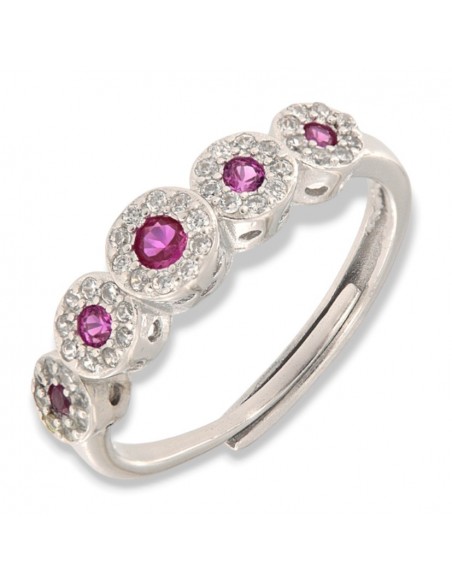 Anello Argento Rodiato Riviera Magic 5 Pietre Viola [55316e11]