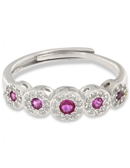Anello Argento Rodiato Riviera Magic 5 Pietre Viola [3e5aab06]