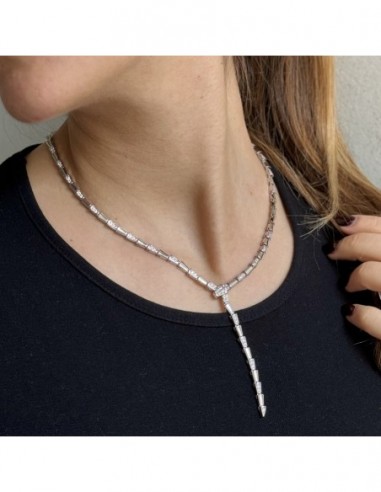 Collana Argento Rodiato Serpente Zirconi Bianchi [cb5ebb1e]