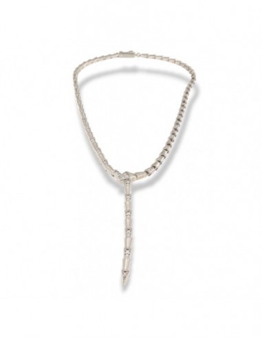 Collana Argento Rodiato Serpente Zirconi Bianchi [79133d04]