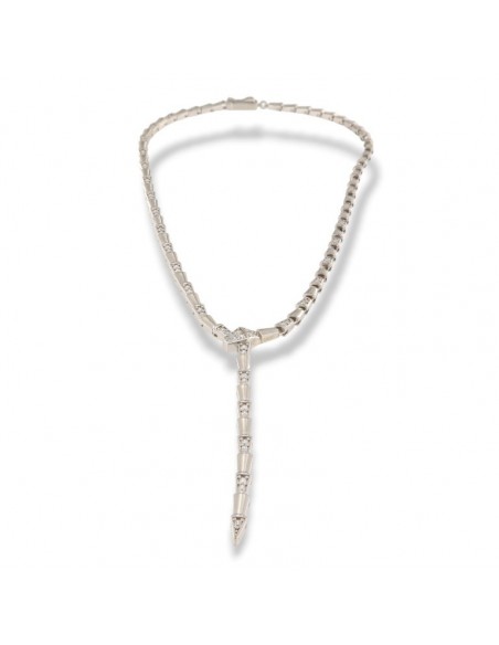 Collana Argento Rodiato Serpente Zirconi Bianchi [79133d04]
